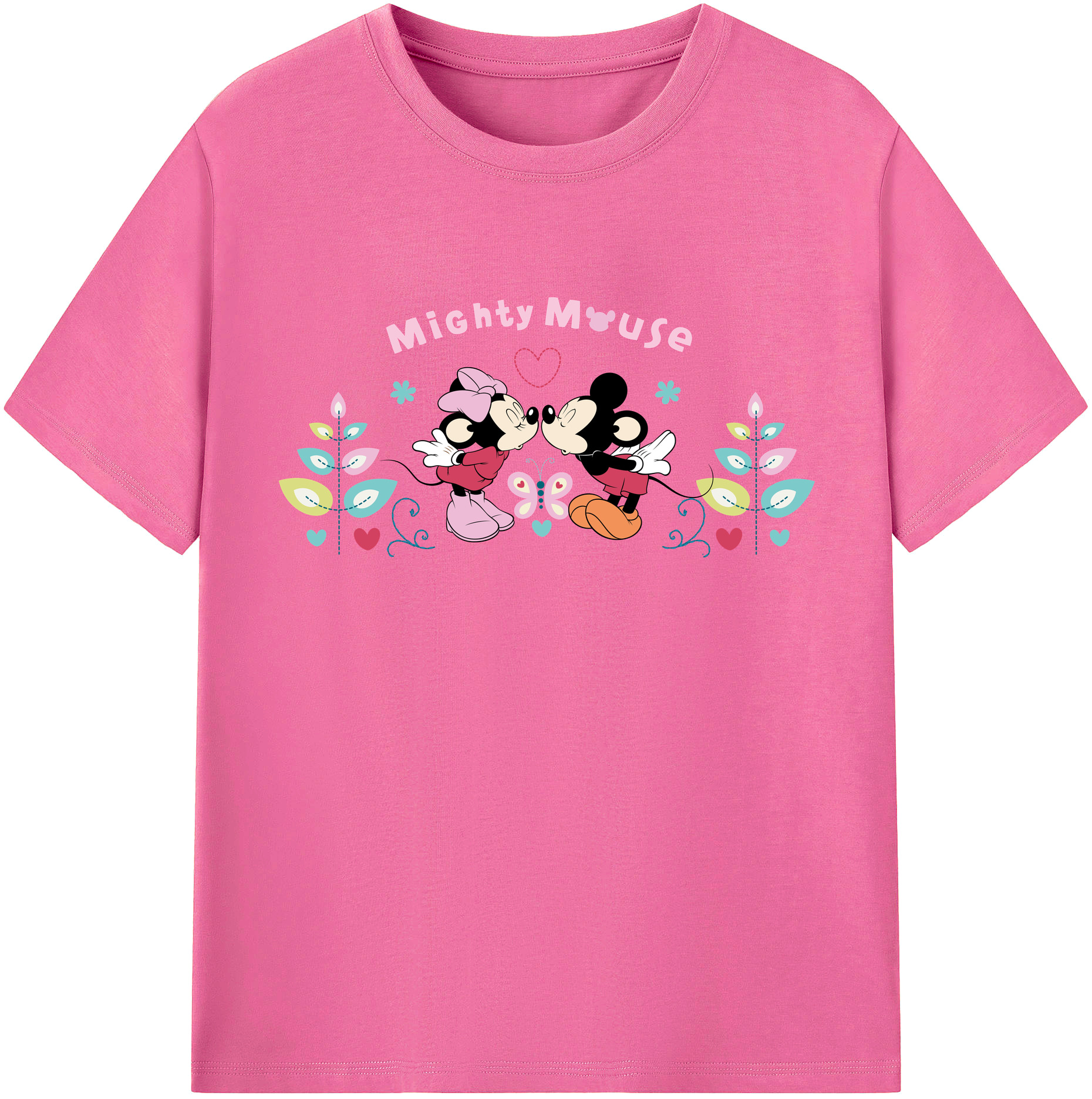 （画像用） ミッキーマウス Mickey Mouse レディースカジュアルプリントTシャツ（綿100％）